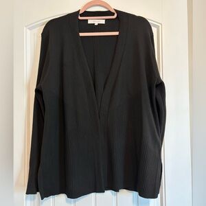 Verve Ami Black Open Front Patterned Long Cardigan Sweater - Size L